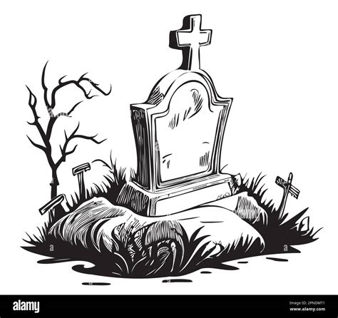 Tombstone grave cartoon hand drawn sketch Halloween Vector illustration Stock Vector Image & Art ...