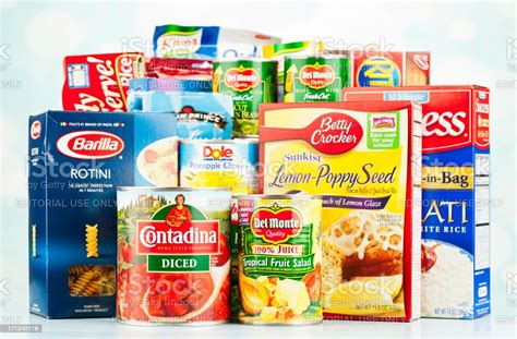 American Grocery Assortment For Food Drive Stock Photo - Download Image ...