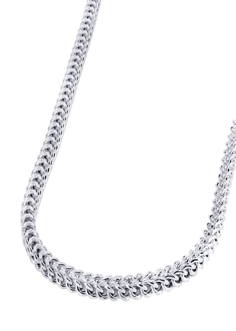 14K White Gold Chain - Hollow Diamond Cut Franco Chain – FrostNYC