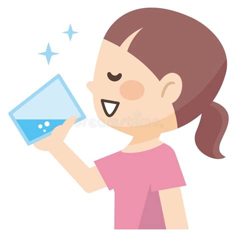 Illustration of a Young Woman Drinking a Glass of Water Stock Vector - Illustration of healthy ...