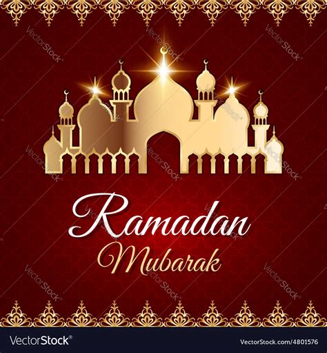 Ramadan mubarak greeting card with mosque Vector Image