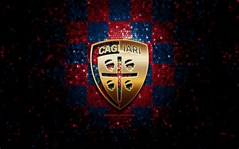 Download wallpapers Cagliari FC, glitter logo, Serie A, blue purple ...