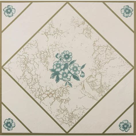 12 X 12 Teal Flower Floor Tile In - Walmart.com - Walmart.com