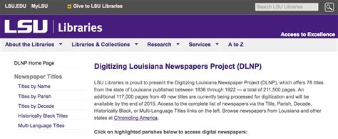 LSU Library: DLNP: Newspaper Histories - GROK Knowledge Base