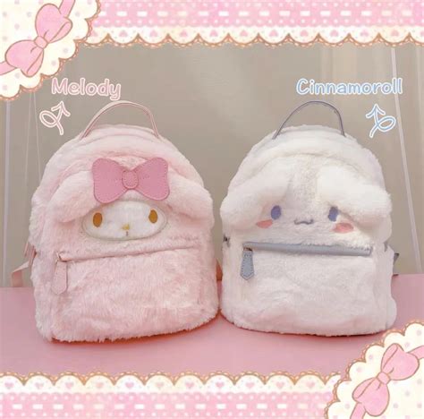 My Melody Cinnamoroll Inspired Small Plush Backpack Book Bag – PeachyBaby