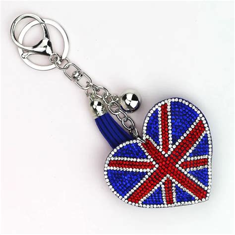 Stylish Creative Keychain Full Crystal Flags Key Rings Exquisite Flag Key Chain Decoration Car ...