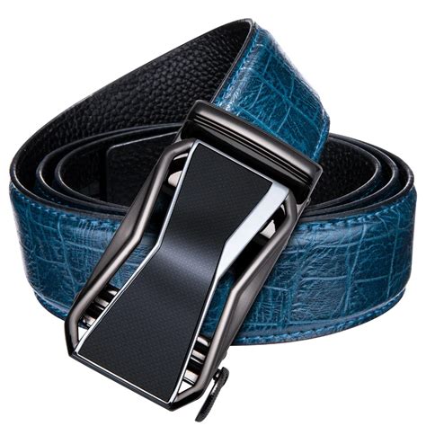 Leather Belt For Men 100% Real Cowskin Men's Belt Blue Strap Top Quality Automatic Buckle Male ...