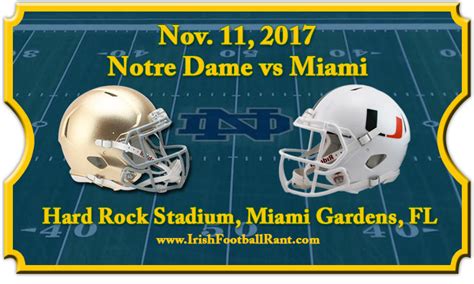 Notre Dame Fighting Irish vs Miami Hurricanes Football Tickets | Nov. 11, 2017