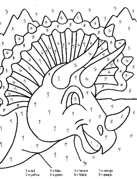 Cute Triceratops Color by Number Coloring Page - Free Printable ...