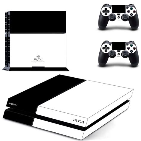 White with Black PS4 Skin Sticker For Sony Playstation 4 PS4 Console ...