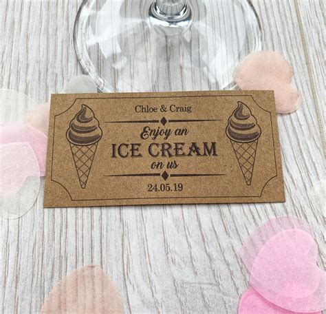 Ice Cream Tokens Personalised Wedding Tickets Qty 50 Brown - Etsy UK