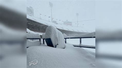 You could make over an 80-foot-tall snowman with all the snow on the Buffalo Bills' football ...