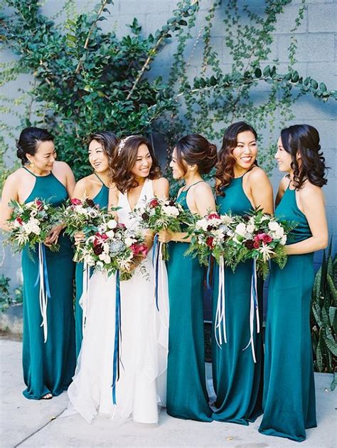 Teal And Gold Bridesmaid Dresses