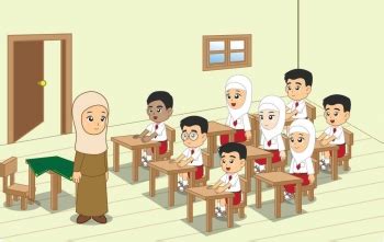 Gambar Kartun Sedang Belajar Di Kelas