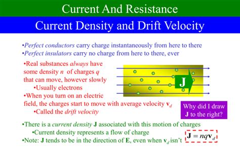 J Current And Resistance Current Density and Drift Velocity nq