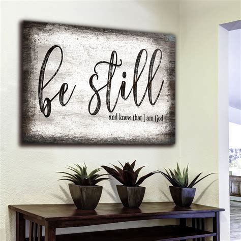 "Be Still And Know That I Am God" Rustic Christian Canvas Wall Art ...