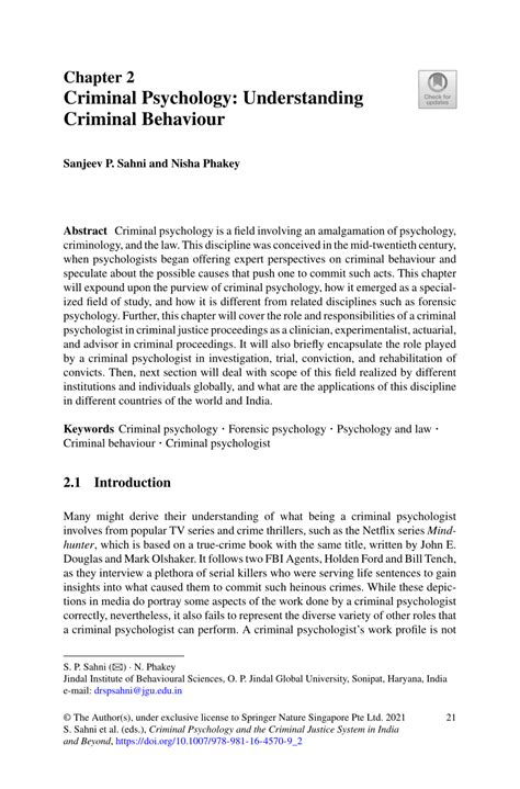 (PDF) Criminal Psychology: Understanding Criminal Behaviour