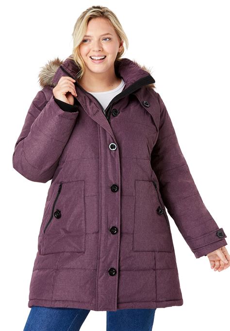 Woman Within - Woman Within Women's Plus Size Heathered Down Puffer Coat - Walmart.com - Walmart.com