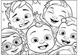 Cocomelon Characters Take A Selfie  Coloring Pages sketch template