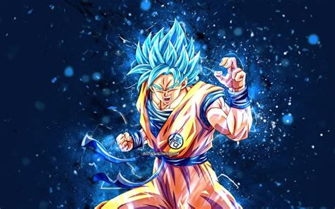 Download wallpapers Son Goku, 4k, blue neon lights, Dragon Ball, warrior, Dragon Ball Super, DBS ...