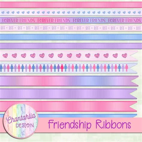 Free Ribbons in a Friendship Theme for Digital Scrapbooking