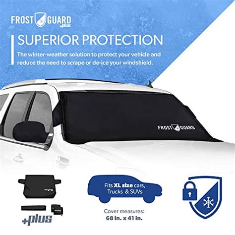 FrostGuard Plus | Winter Windshield Cover for Ice and Snow, XL Size (Black) - Built-in Security ...