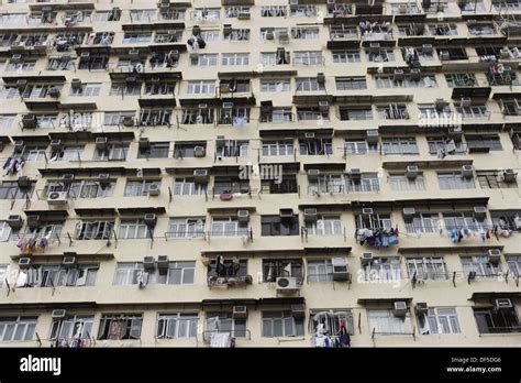 Apartment block housing slums. Yaumatei. Kowloon. Hong Kong. China ...