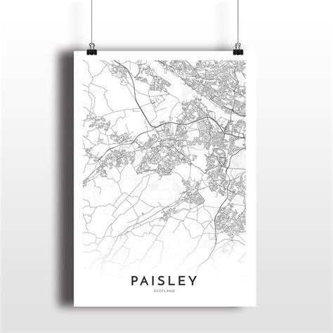 Paisley map Paisley Scotland city map print map poster | Etsy