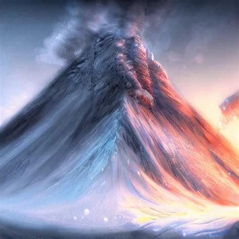 digital painting of a frozen ice covered volcano, | Stable Diffusion