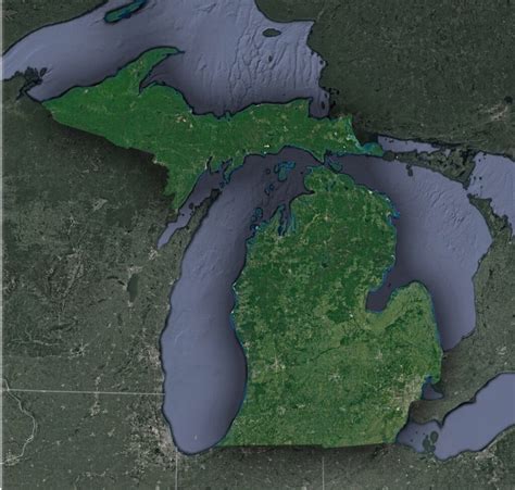 Satellite Map of Michigan - WhiteClouds