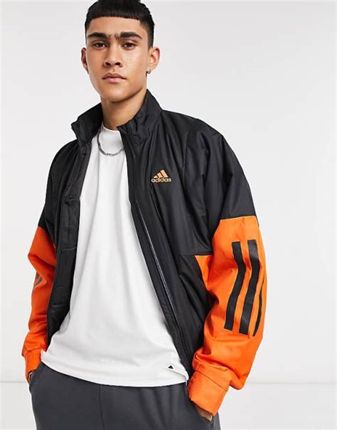 adidas lightweight jacket in black and orange | ASOS