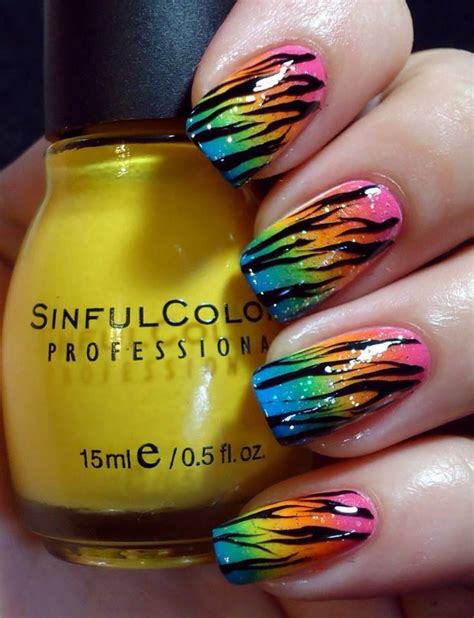 Rainbow Wedding - Rainbow Zebra Print Nail Design. #2034122 - Weddbook