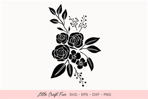 Rose Flowers Silhouette Svg (Graphic) by Little Craft Fun · Creative Fabrica