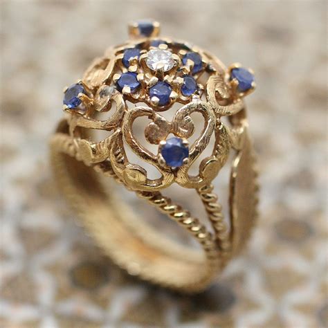 Circa 1950 18K Diamond & Ceylon Sapphire Ring – Pippin Vintage Jewelry