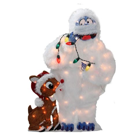 32" White Lighted Rudolph & Bumble 2D Christmas Outdoor Decor ...