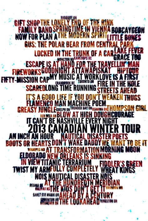 Hip Tour: Setlist Art: 2013 Canadian Winter Tour