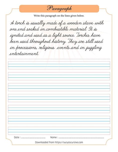 Free Cursive Writing Paragraph Worksheets (PDF) | Cursive writing ...