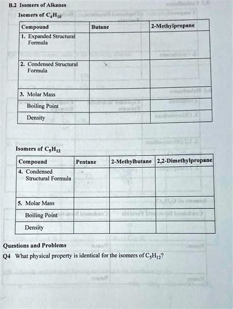 SOLVED: Compound Butane 2-Methylpropane Expanded Structural Formula ...