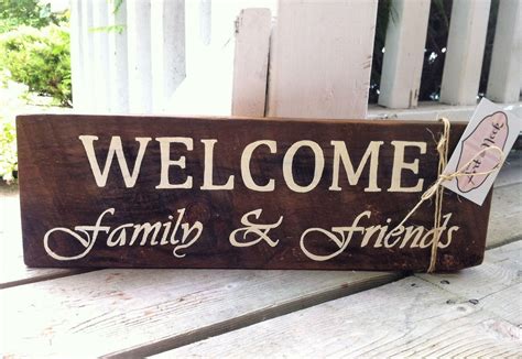 Welcome family and friends sign, custom wood sign, wood welcome sign ...