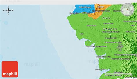 Political 3D Map of Kuala Kurau