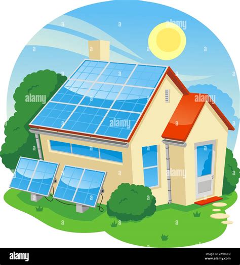 solar energy house cartoon illustration Stock Vector Image & Art - Alamy