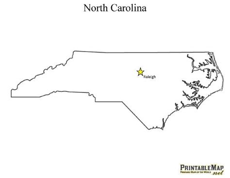 Print State Capital Map of North Carolina | North carolina map, Nc ...