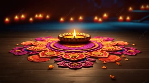 A Spectacular Diwali Scene With A 3d Indian Rangoli Celebrating The ...