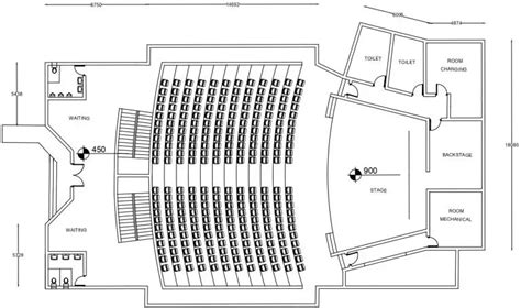 AUDITORIUM plan layout with section and elevation - Built Archi Auditorium Plan, Bungalow Floor ...