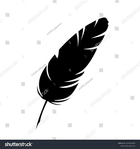 Feather Black Silhouette Isolated Hand Drawn Stock Vector (Royalty Free ...