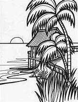 La Scena Del Tramonto Sulla Casa Sullisola Di Cocco Disegni Da  sketch template