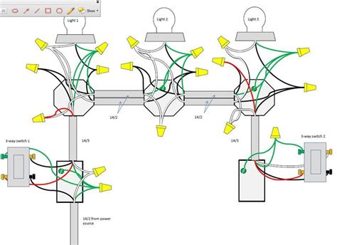 3 way switches for 3 lights - wiring diagram | Light switch wiring, 3 way switch wiring, Home ...