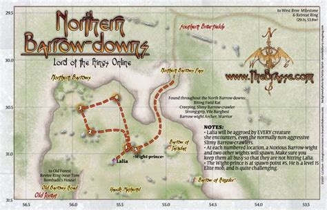 Maps: Northern Barrow Downs: Lalia's path (quest) | Cartography map, Map