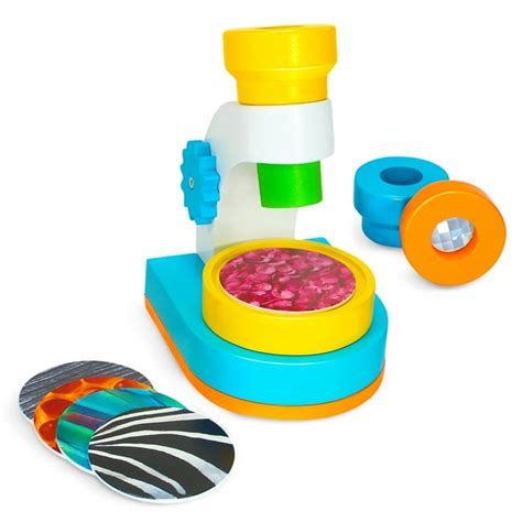 Kidzlane My First Microscope Science Kit Children’s Wooden Microscope with 3 Viewing Lenses and ...