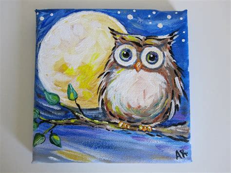 https://img1.etsystatic.com/000/0/5913790/il_fullxfull.332306425.jpg | Owl painting, Art, Canvas ...